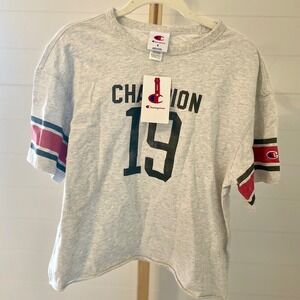 Champion Women's Gray Athletic Graphic T-Shirt Size Small Jersey Style
